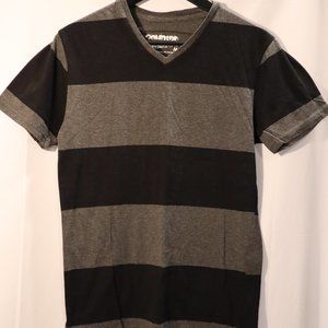 Counter Intelligence Black and Gray Strip Men's T-Shirt Size M